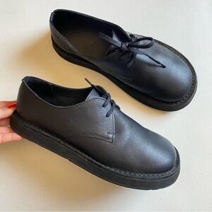 Camper Size 43 Black Genuine Leather Lace-up Rounded Toe Loafer Sneaker